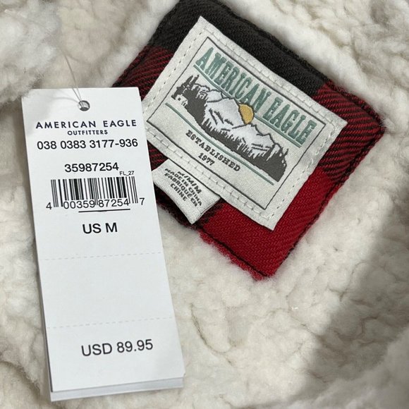 NWT AMERICAN EAGLE Denim Jacket Sz MEDIUM Sherpa Lined #872547 - Picture 3 of 4